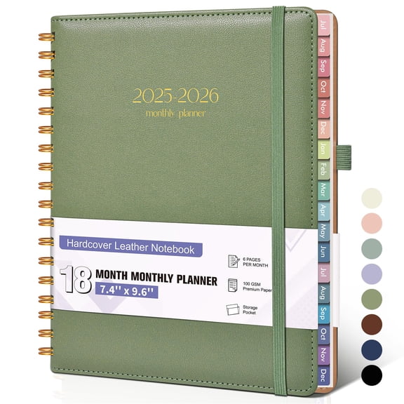 Monthly planner 2025 2026, 15 months academic organizer, October 2025 to December 2026, hardcover with tabs, perfect for s, teachers, professionals, green