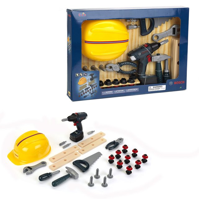 Theo Klein Bosch DIY Kid Toy Construction Toolset Bundle with Safety Accessories