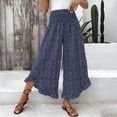 thumbnail image 6 of Cagogo Women's High Waisted Wide Leg Capri Pants Flowy Polka Dot Boho Vacation Loose Trousers Casual Summer Travel Beach Outfits, Dark Blue L, 6 of 6