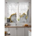 thumbnail image 4 of Gray Gold Marble Sheer Curtains 63 inches Long, Abstract Wave Modern Luxury Light Filtering Sheer Window Curtains Rod Pocket Voile Drapes for Bedroom Living Room, 52"W x 63"L 2 Panels, 4 of 7