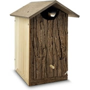 Outer Trails Japanese Cedar Wooden Owl Houses, Composite Weather Tight Roof, Bark Front