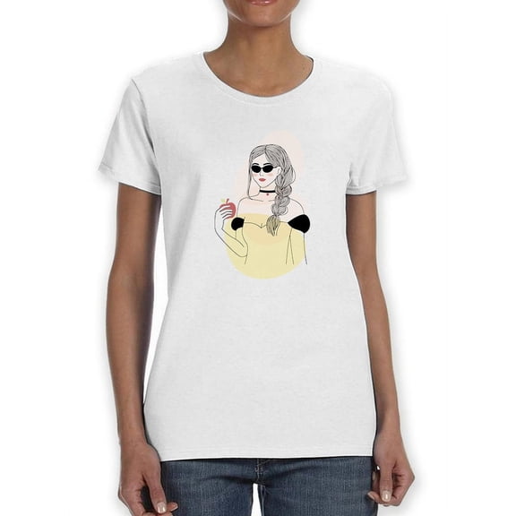 Woman With An Apple Women Shaped T-Shirt, Female x-Large