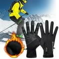 thumbnail image 1 of Wdhugt Winter Riding Gloves Windproof Thermal Touchscreen Motorcycle Gloves Cycling Sports Water Resistant Cold Weather Gear For Men Women Black Polyester Gloves Size M Black, 1 of 5