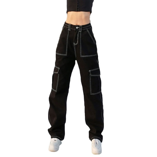 Suanret Women Wide Leg Jeans High Waist Straight Leg Denim Baggy Jeans Y2K Pants オンラインストア直販 Denim Baggy Pants デニム/ジーンズ