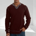 thumbnail image 2 of UAMVSH Mens Henley Long Sleeve Shirts Trendy Fall Lightweight Sweatshirts Casual Solid Color V Neck Slim Fit Pullover Tops(X-Large,Wine), 2 of 7
