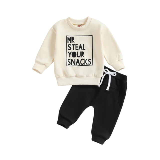 xiaxaixu Toddler Boys 2PCS Pants Sets Long Sleeve Letter Print Sweatshirt Tops and Drawstring Pants Sets