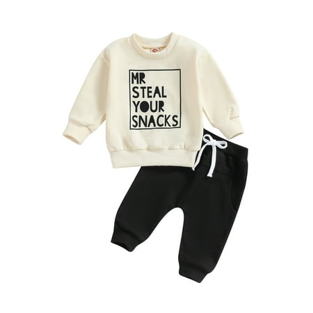 

Wassery Baby Boys Fall Outfits Clothes 6M 12M 18M 24M 3T Kids Boys Long Sleeve Letter Print Sweatshirt and Long Pants 2PCS Casual Autumn Clothing for Toddler Boys