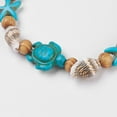 thumbnail image 3 of 5pc Round Wood Stretch Bracelets with Dyed Synthetic Turquoise and Spiral Shell Beads Tortoise and Starfish/Sea Stars 2-1/8 inch(5.3cm), 3 of 4