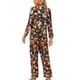 thumbnail image 3 of Pijamas de satén para mujer INSPIRE CHIC, ropa de dormir de manga larga con pantalones, conjuntos de lounge con botones y estampado floral, talla XS, negro, 3 of 5