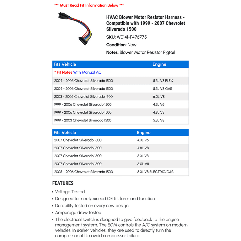 2001 chevy silverado 2024 blower motor resistor