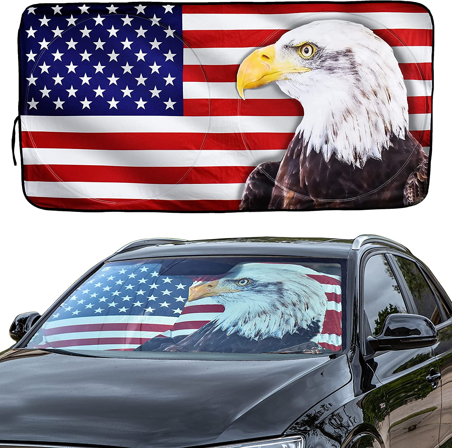 Kraco Suncutters American Flag Design Car Side Window Shade 