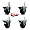 thumbnail image 2 of 3.5 Inch Soft Rubber Wheel Swivel 3/4 Inch Square Stem Caster Set with Brake SCC, 2 of 2