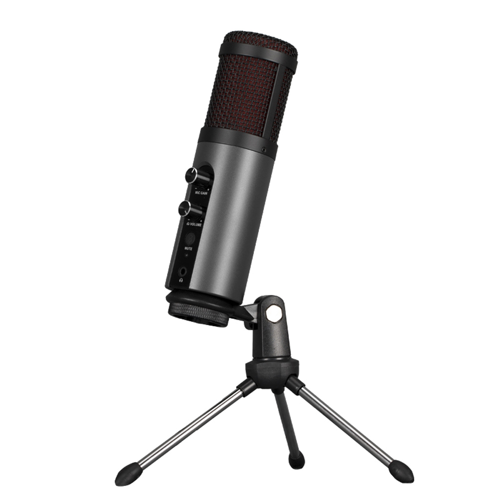 USB Condenser Microphone Computer Condenser Gaming Mic for PC/Laptop/Phone, with Gain Knob, RGB