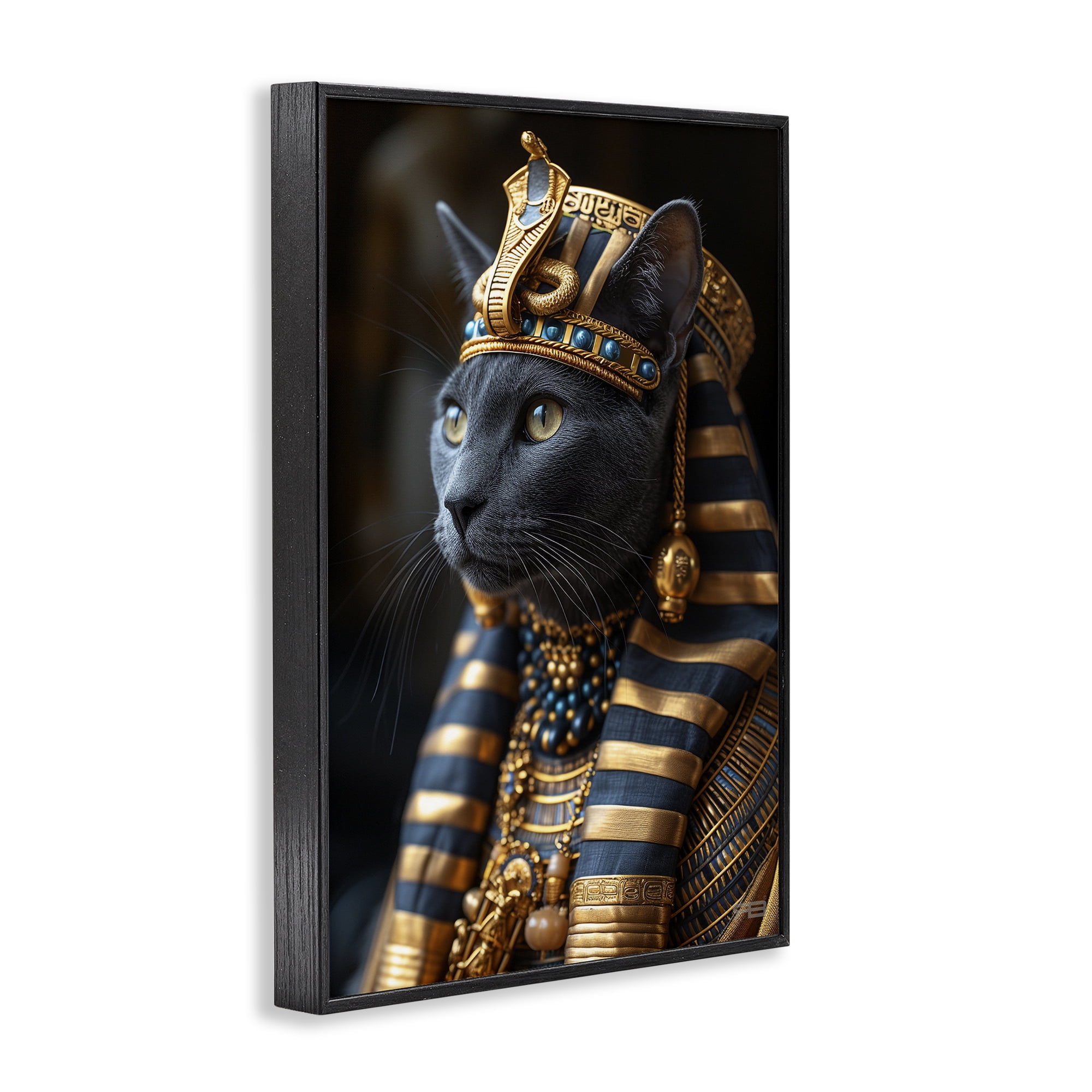 Stupell Industries Egyptian Pharaoh Cat Novelty Painting Black Framed Art Print Wall Art, 16 x 24