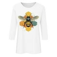 thumbnail image 5 of CYMMPU Spring Tops Crew Neck T-Shirts Bee Pattern Blouses for Women Dressy Casual 3/4 Sleeve Fall Trendy Shirts Loose Fit Lightweight Basic Tees White XXL, 5 of 5