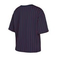 thumbnail image 3 of Women's New Era Navy Atlanta Braves Boxy Pinstripe T-Shirt, 3 of 5