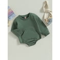 thumbnail image 3 of Bagilaanoe Toddler Baby Girl Boy Oversized Romper Sweatshirt Long Sleeve Bodysuit Solid Pullover 6M 12M 18M 24M 3T Kids Casual Tee Tops, 3 of 8