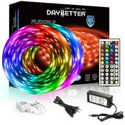 DAYBETTER LED Strip Light 32.8ft 5050RGB Changement de couleur, avec télécommande à 44 touches et alimentation 12V, pour chambre à coucher, cuisine, bar, fête. (2 rouleaux de 16,4 pieds)