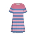 thumbnail image 4 of yillto Women Summer Tshirt Dress Casual Striped Short Sleeve Crew Neck Knee Length Loose Comfy Dresses, 4 of 6