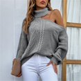 thumbnail image 3 of Vedolay Cropped Sweaters for Women Striped 2023 Long Sleeve Ribbed Knit Loose Oversized Pullover Sweaters,Gray XL, 3 of 4