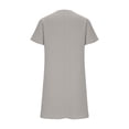 thumbnail image 4 of longantii Summer Dresses for Women 2026 V-Neck Casual Sundresses T-Shirt Cotton Mini Dress Vacation Outfits Short Sleeve Tees Gray L, 4 of 6