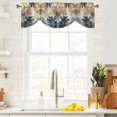 thumbnail image 4 of Tie Up Valances for Windows, Blue Brown Palm Leaf Adjustable Valance Curtains Window Treatment for Living Room/Bedroom, Summer Botanical Vintage Rod Pocket Kitchen Curtains & Drapes 42x12 Inch, 4 of 9