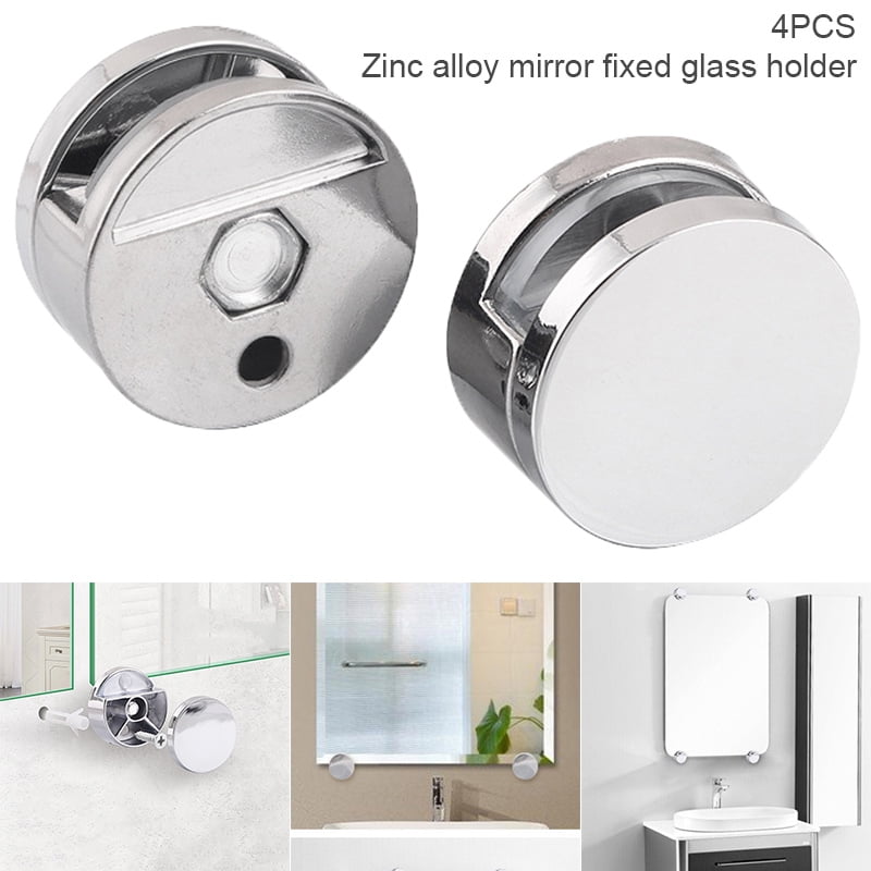 4 PCS Mirror & Glass Hanging Kit Wall Bracket Adjustable Clips Set With Fixing. 