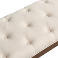 thumbnail image 4 of Christopher Knight Home Classic Tufted Upholstered Bench with Curved Arms, Solid Wood Frame, Beige+Walnut, 4 of 9