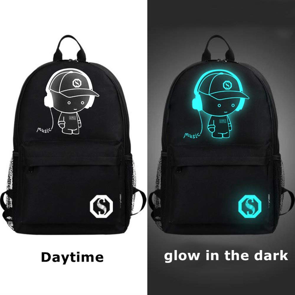 Sexy Dance School Backpack for Teens Boys Girls College Students Back to School Cool Luminous Bookbag Laptop Travel Shoulder Bag with USB Charging Port,Black/Gray - image 5 of 10