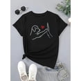 thumbnail image 3 of Women's Casual Short-Sleeve T-Shirt With Dog High-Five And Heart Print, Round Neck For Everyday Wear Tee For Adult, Men, Women, Teen, Teenager, Adolescent, Youth, 3 of 5