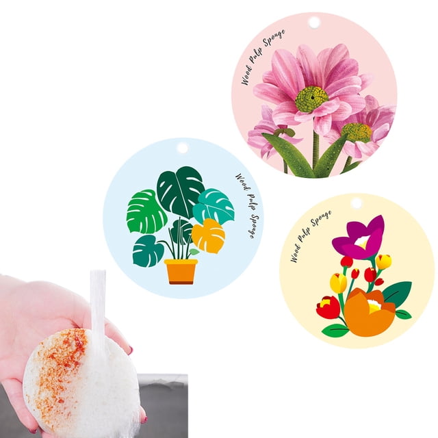 Paquete de 3 esponjas naturales para platos, esponja de pulpa de madera, esponja para lavar platos, esponja de fibra vegetal biodegradable