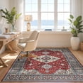 thumbnail image 3 of Design&I 8'x10' Washable Area Rug Assorted Boho Vintage Border Door Mongolian Checkered Nylon Hallway for Dining Room, Large Office, Lounge, Snag-Free, 3 of 7