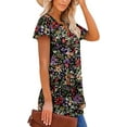 thumbnail image 4 of KISSMODA Womens V Neck Short Sleeve Summer Tops Button Down Pleated Tunic Tops Shirts S-3XL, 4 of 5