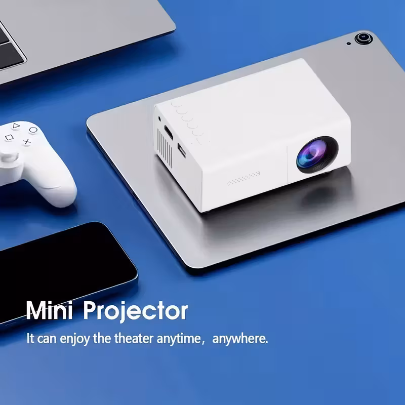 Portable Mini Projector with Native 1080P Support, USB-Powered Cube Design with Screen Mirroring, HDMI/USB/AV/SD Inputs, Built-in Speaker – Ideal for Home Movies, Travel, Camping, and Kids