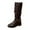 Brown, variant on Women's Winter Knee High Boots - Low Block Heel Slouchy Shaft Faux Leather Round Toe Casual Boots with Buckle Strap for Daily Wear