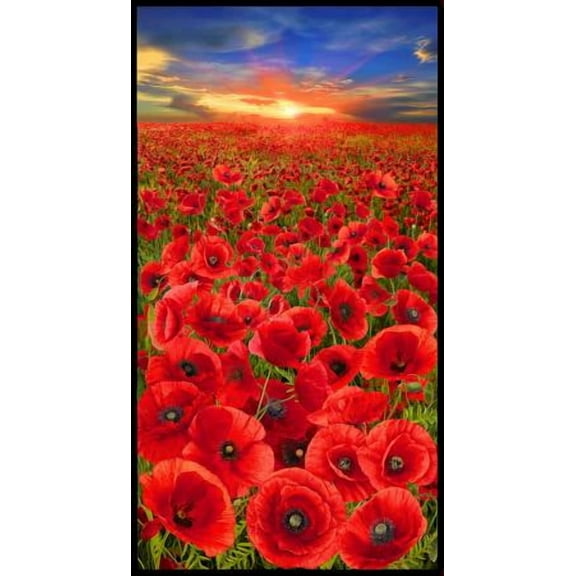 Timeless Treasures Multi Poppy Field 24x43 Panel 100% Cotton Fabric sold by the panel