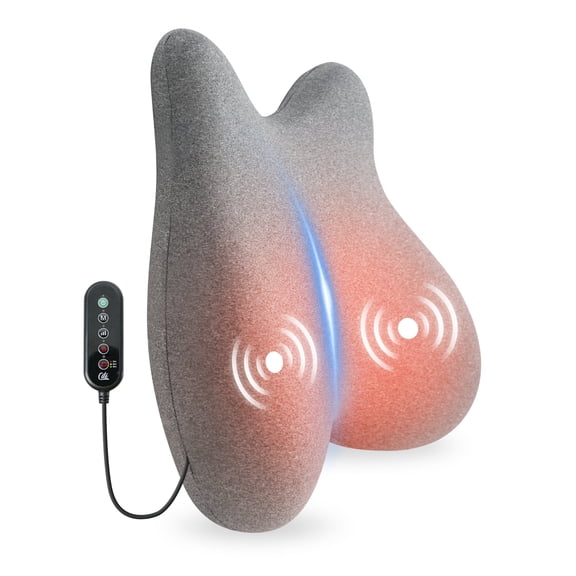 Vibration Back Lumbar Support Pillow with Heat, Memory Foam Ergonomic Seat Cushions for Car Home Office