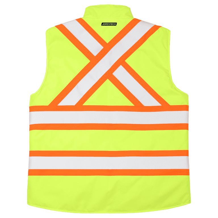 Hi-Vis Yellow/Black Reversible Insulated Safety Vest with Reflective Strips