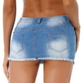 thumbnail image 3 of Sxiwei Women Casual Zipper Fly Pockets Slim Fit Miniskirt Mid Waisted Washed Denim Jean Short Skirt Blue 4XL, 3 of 7