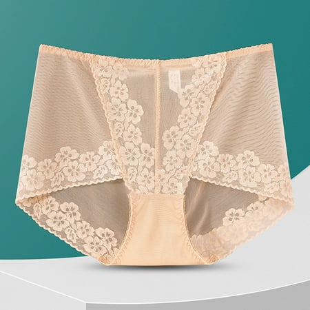 Dasayo Panties for Women Clearance $1 High Waist Plus Size Full Coverage Lace Tummy Control Panties Womens Briefs XXL