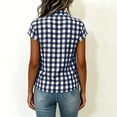thumbnail image 2 of Jewelreauty Womens Plaid Shirts with Collar Button Down Short Sleeve Blouses Casual Plus Size Cute Summer Tops (L, Brown), 2 of 6