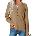 thumbnail image 1 of Seyurigaoka Women Casual Loose Style Sweater, Solid Color Long Sleeve V-neck Knitwear, 1 of 4