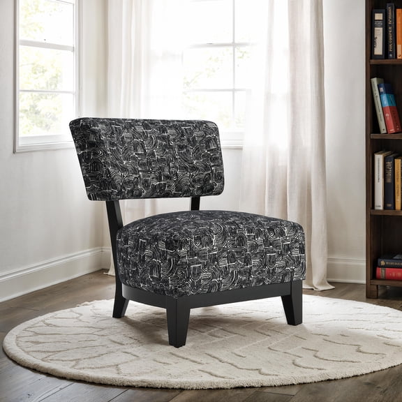 Furniture of America Swene Modern Fabric Abstract Pattern Accent Chair, Black