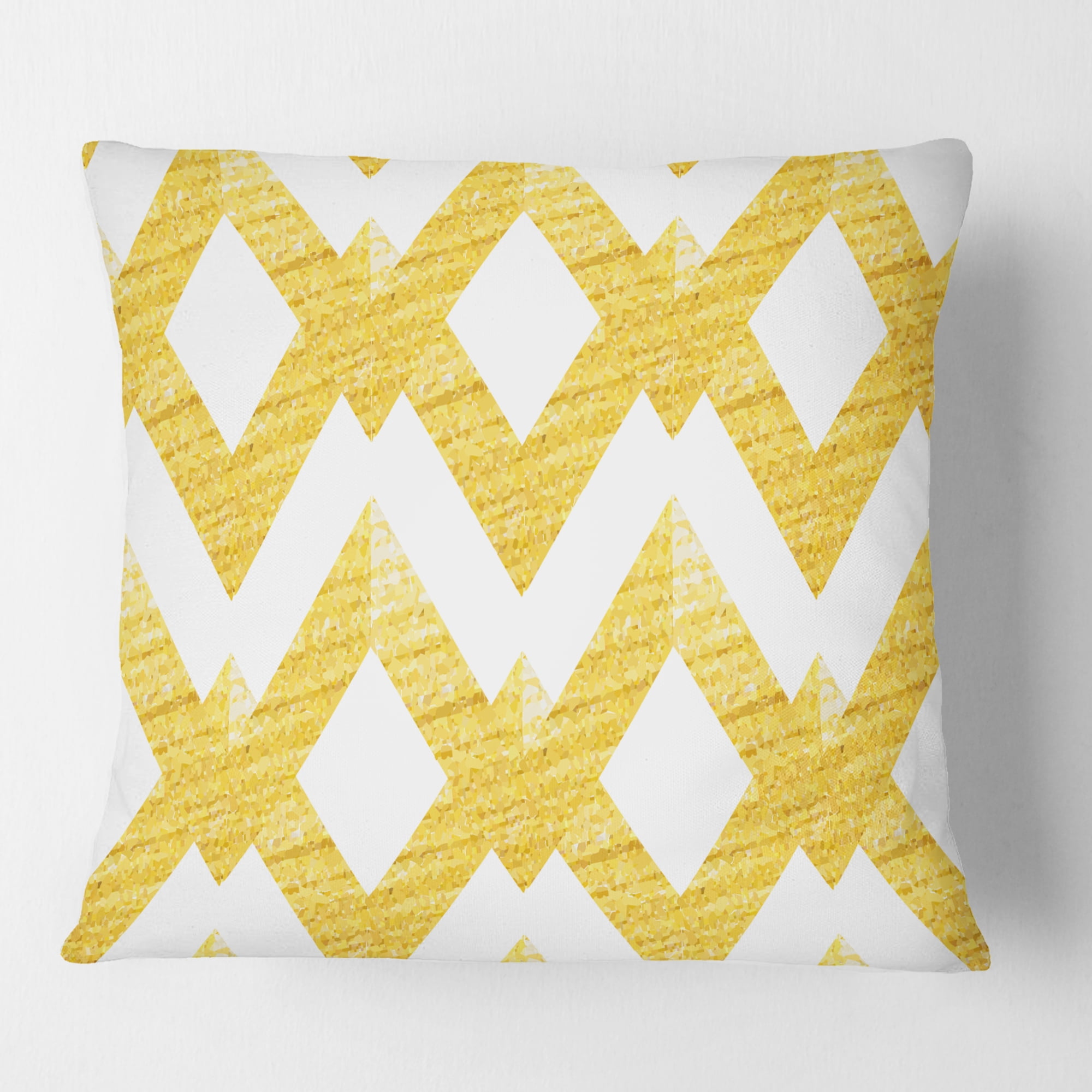Designart Gold glittering lines pattern' Mid-Century Modern Throw Pillow - 18x18