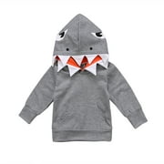 Casual Toddler Boys Shark Hooded Tops Hoodie Pocket Jacket Coat Outerwear