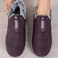 thumbnail image 3 of Casual Snow Boots for Women Fashion Stitching Slip on Furry Lined Winter Outdoor Nonslip Walking Ankle Booties Purple 8, 3 of 6
