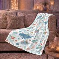 thumbnail image 6 of Cute Ocean Christmas Animals Santa Hats Gifts Sea, Festive Holiday Scene, Warm Flannel Blanket for Beach House and Living Room, Art Lovers Christmas Gift, Festive Home Decor, 6 of 9