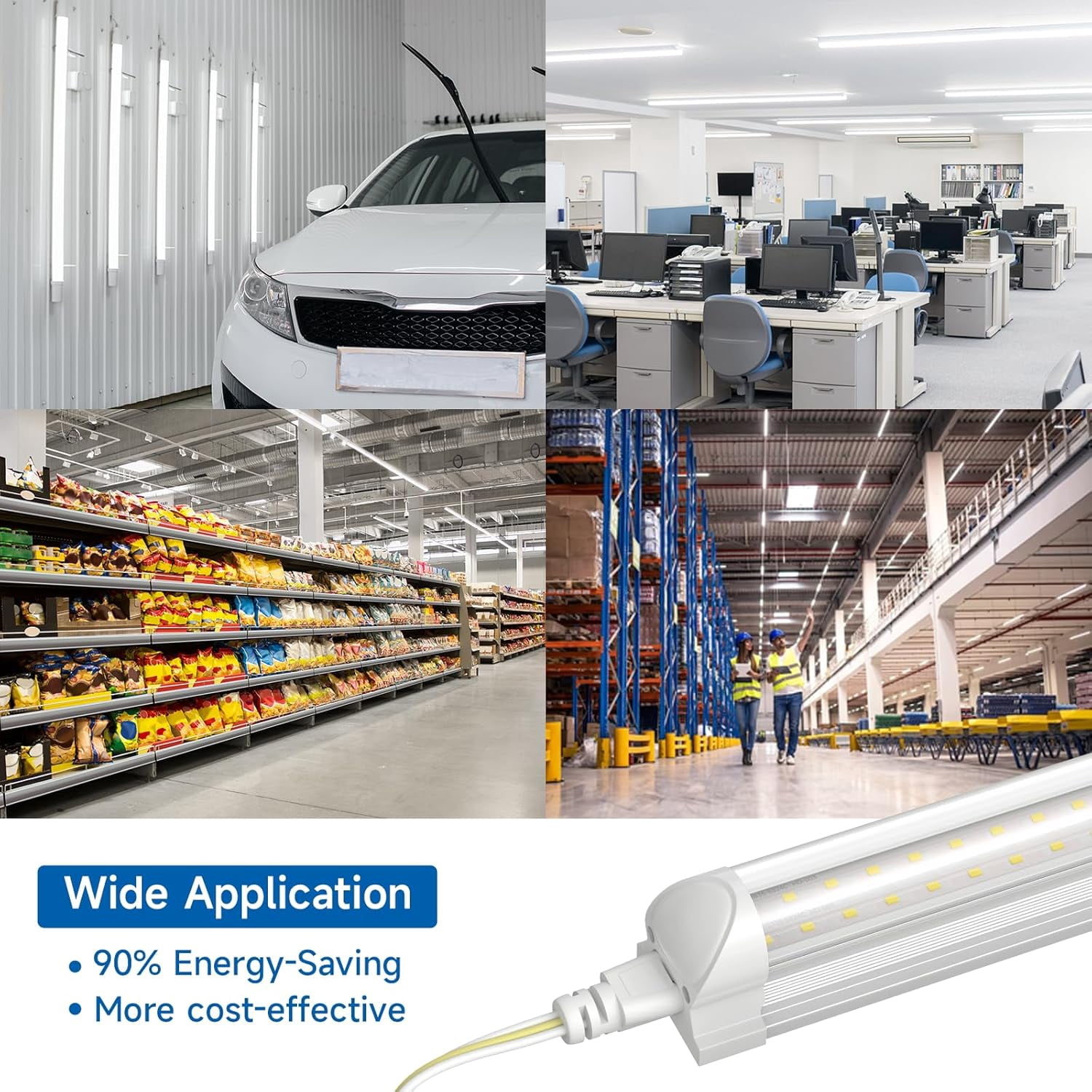 SHINESTAR 4FT Led Shop Lights, 40W 5000LM, 5000K Bright Light, Energy-Saving, Linkable T8 Light Tube Integrated Fixture for Workshop Garage Basement, 20 Pack