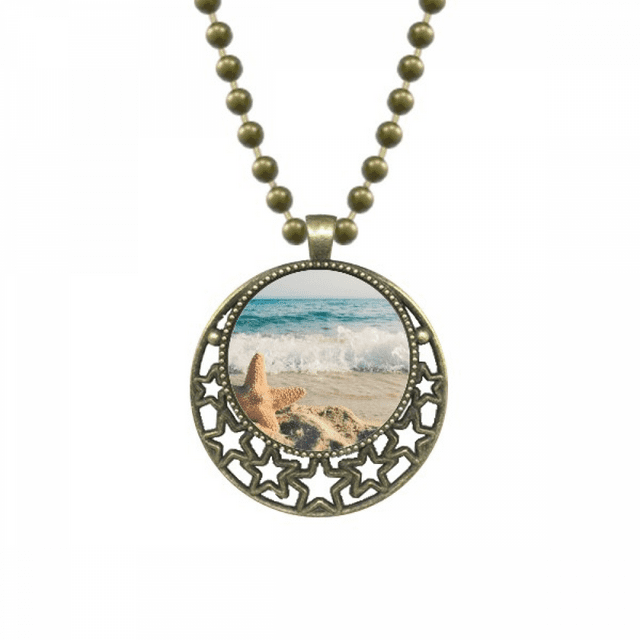 Playa de arena a estrella de Mar Mar Mar luz foto Colgante Estrella Collar Luna Cadena Joyas Unbranded M
