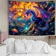 thumbnail image 4 of Blacklight Dragon Tapestry, Medieval Fantasy Animals Mushroom UV Reactive Tapestry for Bedroom Aesthetic, Trippy Nature Tree Tapestry Wall Hanging, Men Boys Poster Blanket College Dorm Decor, 71X60in, 4 of 5